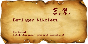 Beringer Nikolett névjegykártya